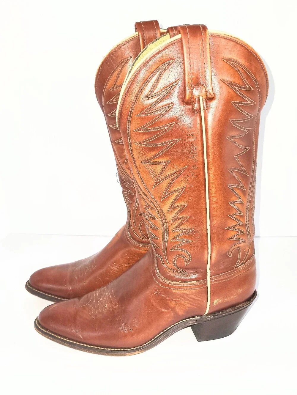 Vintage acme Cowboy Boots 1970's Genuine Leather Western Flame 7 C - Picture 4 of 16